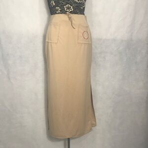 Vintage Nude Asian-inspired maxi skirt by “Jouly “